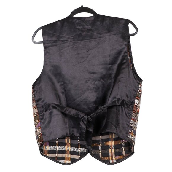 Halsey Collection Woven Patchwork Vest M Womens Brown Yellow Gray Beige Rayon - Picture 5 of 5